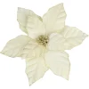 POINSETTIA HEAD IVORY 9.5″ VELVET W/ CLIP