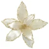 POINSETTIA HEAD IVORY 9″ VELVET SHEER W/ CLIP