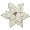 POINSETTIA HEAD IVORY 14″ W/ GOLD GLITTER EDGE W/ CLIP