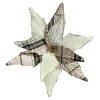 POINSETTIA HEAD IVORY 2-TONE 10.5″ VELVET/ FABRIC W/ CLIP
