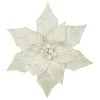 POINSETTIA HEAD IVORY /WHITE 12″ VELVET W/ CLIP