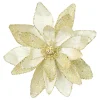 POINSETTIA HEAD IVORY /WHITE 12″ VELVET W/ CLIP