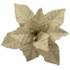 POINSETTIA HEAD NATURAL 9.5″ BURLAP W/ CLIP