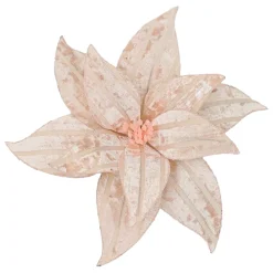 POINSETTIA HEAD PINK 12″ VELVET W/ CLIP
