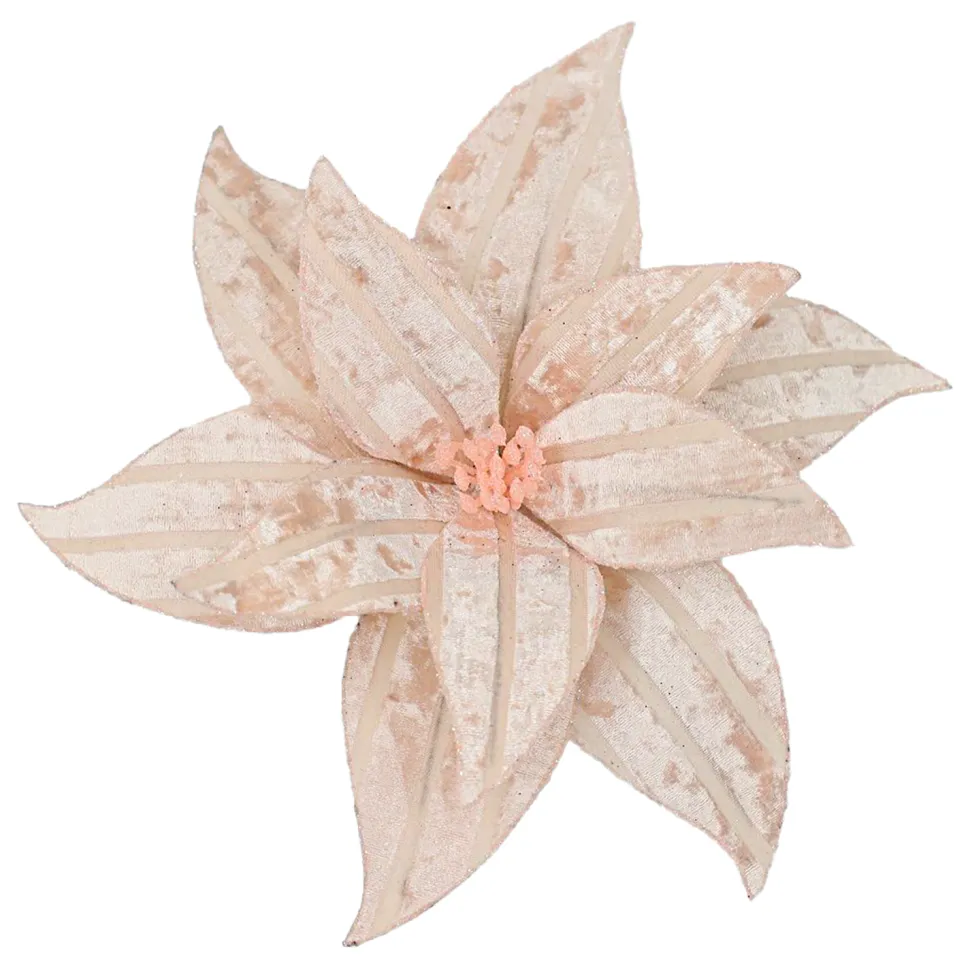 POINSETTIA HEAD PINK 12″ VELVET W/ CLIP