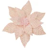 POINSETTIA HEAD PINK IRID 12″ VELVET W/ GLITTER & CLIP