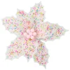 POINSETTIA HEAD PINK- LIGHT 11″ IRIDESCENT W/ COLORFUL SPRINKLES W/ CLIP