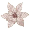 POINSETTIA HEAD PINK ROSE 11.5″ VELVET W/ CLIP