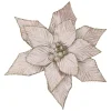 POINSETTIA HEAD PINK SOFT 12″ VELVET W/ CLIP