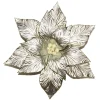 POINSETTIA HEAD PLATINUM 12″ W/ WHITE POLLEN W/ CLIP