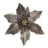 POINSETTIA HEAD PLATINUM 11.5″ METALLIC W/ GOLD GLITTER