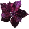 POINSETTIA HEAD PURPLE 9″ GLITTER CARDED W/ CLIP