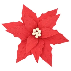 POINSETTIA HEAD RED 12″ FABRIC W/ CLIP