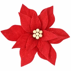 POINSETTIA HEAD RED 11″ FELT W/ CLIP
