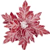 POINSETTIA HEAD RED 12″ FROSTED W/ POINTY EDGES
