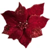 POINSETTIA HEAD RED 9″ GLITTER CARDED W/ CLIP