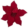 POINSETTIA HEAD RED 11″ VELVET W/ GLITTER BORDER & CLIP