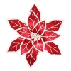 POINSETTIA HEAD RED 12″ VELVET W/WHITE GLTR. & CLIP