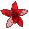 POINSETTIA HEAD RED 9″ VELVET SHEER W/ CLIP