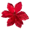POINSETTIA HEAD RED 10.5″ VELVET W/ GLITTER EDGE & CLIP