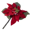 POINSETTIA HEAD RED 9.5″ W/ GREEN LEAVES W/PICK