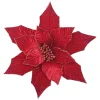 POINSETTIA HEAD RED /DEEP RED 12.5″ VELVET W/ CLIP