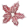 POINSETTIA HEAD RED/ WHITE 8″ FELT FROSTED LOOK W/ CLIP