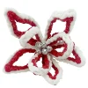 POINSETTIA HEAD RED /WHITE 8.5″ HOLLOW PETALS W/ BELLS & CLIP