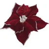 POINSETTIA HEAD RED /WHITE 9″ SNOW EDGE CARDED W/ CLIP