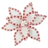 POINSETTIA HEAD RED/WHITE 12.5″ VELVET W/ CLIP