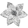 POINSETTIA HEAD SILVER 13″ W/ GLITTER W/ CLIP