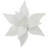 POINSETTIA HEAD WHITE 11.5″ FROSTED WOOL W/ CLIP