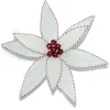 POINSETTIA HEAD WHITE 12″ GLITTER W/ RED/WHITE EDGE W/ CLIP