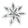 POINSETTIA HEAD WHITE 13″ VELVET W/ SILVER GLTR. & CLIP