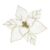 POINSETTIA HEAD WHITE 9.5″ VELVET | W/GOLD GLITTER & CLIP