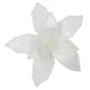 POINSETTIA HEAD WHITE 9″ VELVET SHEER W/ CLIP