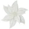 POINSETTIA HEAD WHITE 12″ VELVET W/ CLIP