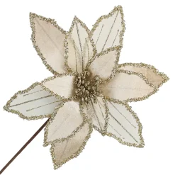 POINSETTIA STEM CHAMPAGNE 12″ HEAD VELVET SHEER W/ 20″ STEM