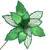 POINSETTIA STEM GREEN EMERALD 12″ HEAD VELVET SHEER W/ 20″ STEM