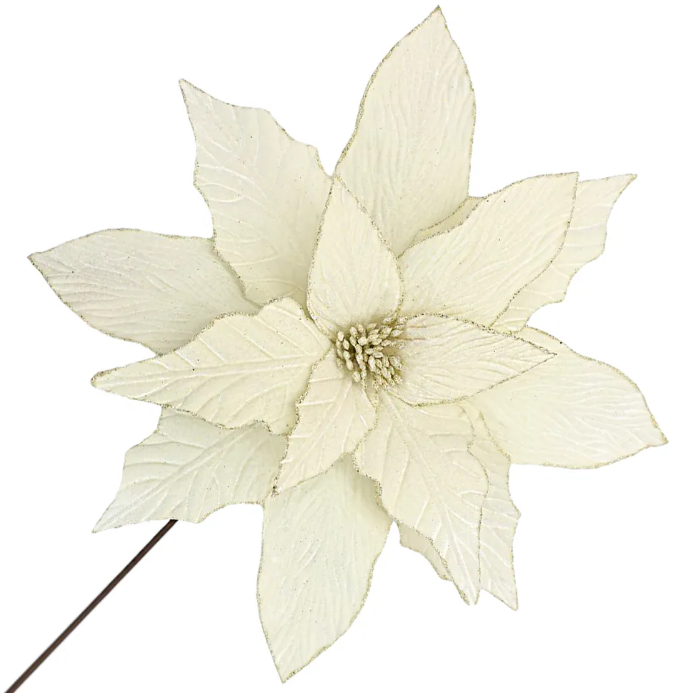 POINSETTIA STEM IVORY 18″ HEAD VELVET W/ 20″ STEM