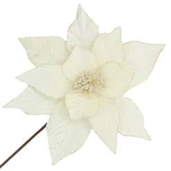 POINSETTIA STEM IVORY 12″ HEAD VELVET W/ 20″ STEM