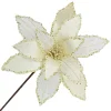 POINSETTIA STEM IVORY 12″ HEAD VELVET SHEER W/ 20″ STEM