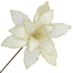 POINSETTIA STEM IVORY 12″ HEAD VELVET SHEER W/ 20″ STEM