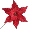 POINSETTIA STEM RED – DARK 17″ VELVET HEAD W/ 24″ STEM