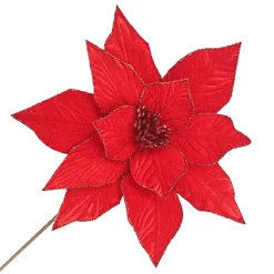 POINSETTIA STEM RED 12″ HEAD VELVET W/ 20″ STEM