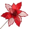 POINSETTIA STEM RED 12″ HEAD VELVET SHEER W/ 20″ STEM