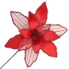 POINSETTIA STEM RED 16″ HEAD VELVET SHEER W/ 20″ STEM