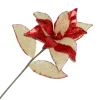 POINSETTIA STEM RED /NATURAL 21″ BURLAP/ METALIC