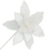 POINSETTIA STEM WHITE 12″ HEAD VELVET SHEER W/ 20″ STEM