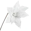 POINSETTIA STEM WHITE 20″ VELVET W/ GLITTER EDGE